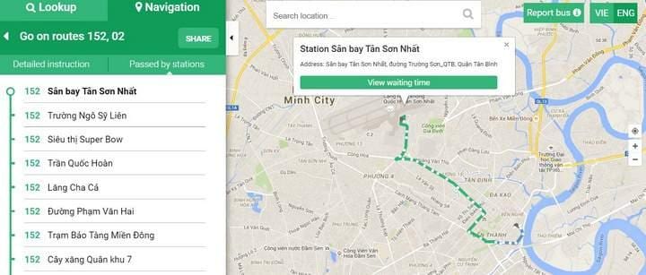 Kort af ho chi minh-bus-rute 152