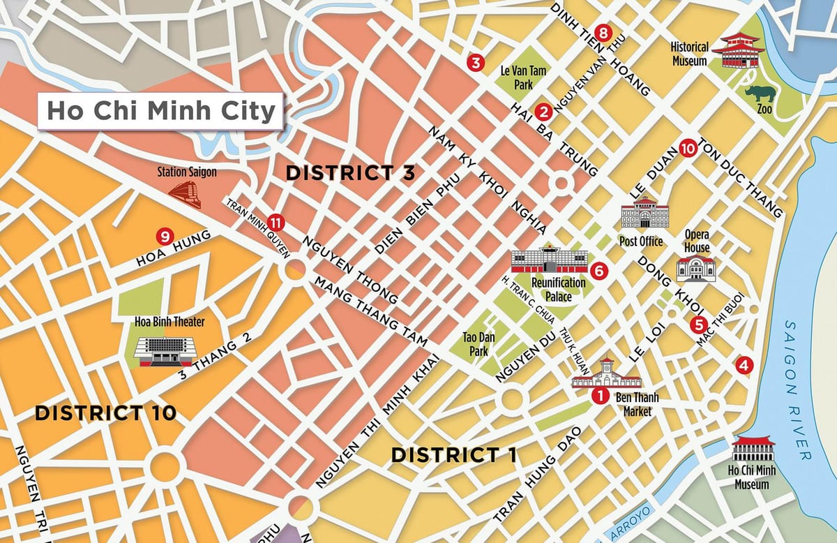 kort over distrikt 1 saigon